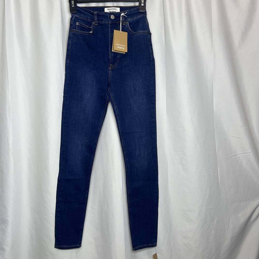 Reformation Harper High Rise Skinny Jeans Blue Orlando Size 23 NWT